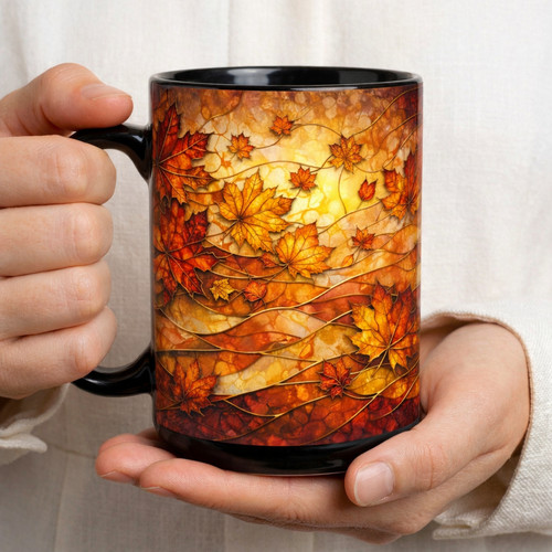 Stained glass autumn leaves - stained,