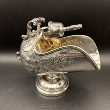 Sugar Salt Scuttle & Scoop Silver Plate Antique Victorian 5.5" Rococo Floral