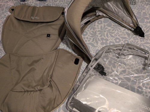 Silver cross hood and apron - hood,