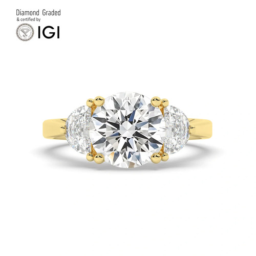 Round diamond trilogy ring - round,