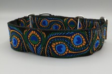 Blue Green Peacock Martingale Dog Collar Greyhound Lurcher Podenco Saluki 1.5"
