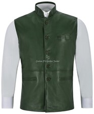 Men's Leather Waistcoat Green