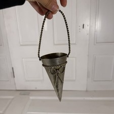 Antique Silver Hanging Tussie Mussie Posey Holder with Rope Detail