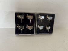 Vintage French Silea Set of 8 Sliver Plated Cheese Markers Mice in Orginal Box