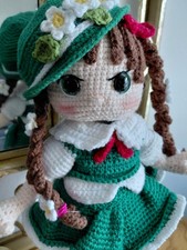 Handmade Crocheted Wired Hello Kitty Doll  36cm tall with hello kitty 10cm tall