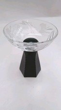 Art deco Czechoslovakian Black & Clear Cut Glass Cocktail Glass Bohemian 1930s
