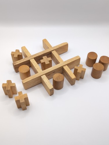 Wooden tic tac toe noughts - tac, &