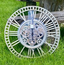 60cm DORBOKER REAL MOVING GEARS WALL CLOCK METAL STEAMPUNK  faded gold  R20