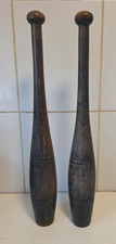 Pair Antique Turned Wooden Indian Exercise Clubs