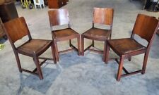 Vintage 20thC Deco small panel back dining chairs drop in seats