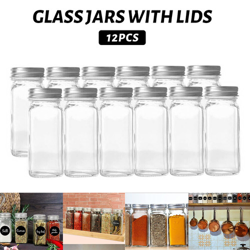 12x glass spice jars - 12x,