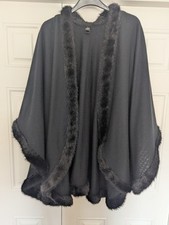 Vintage Marks & Spencer St Michael Black Poncho Shawl Wrap Made In Italy