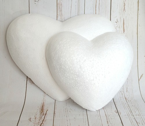 Polystyrene half hearts - hearts, cm