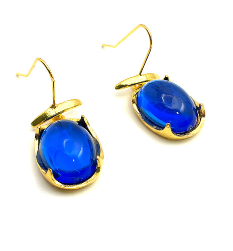 Gold tone oval cobalt - tone,
