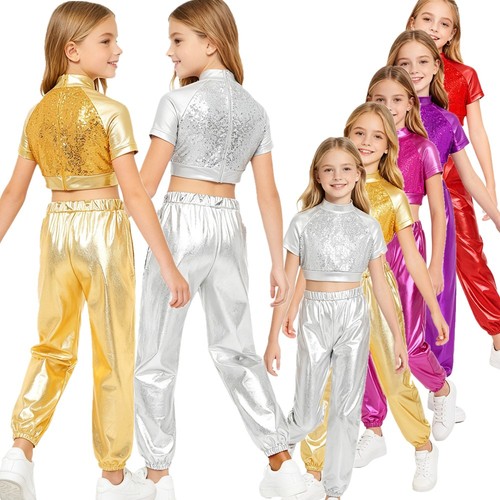 Girls sequin crop top - crop, pants