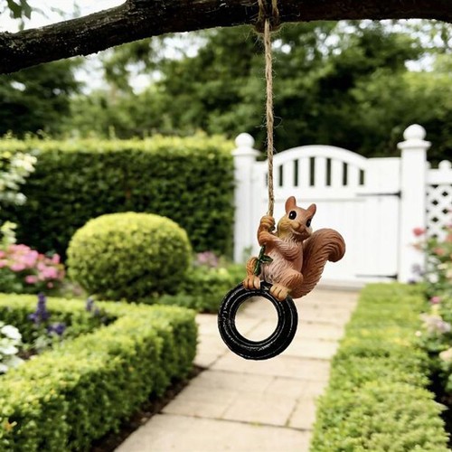 Outdoor tire squirrel statue - outdoor,