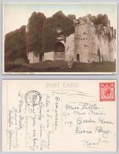 s21731 Oystermouth Castle Mumbles Glamorgan Wales Photochrom postcard 1929 stamp