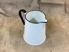 Vintage Enamel Jug White with Blue Trim. Four pint/half gallon (UK). Watertight.