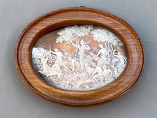 LARGE ANTIQUE 19TH CENTURY VICTORIAN GRAND TOUR CAMEO FRAMED DIANA THE HUNTRESS