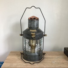 Rare Large Antique N.M.V  Maritime Marine Ships Masthead Anchor Lantern Vented 