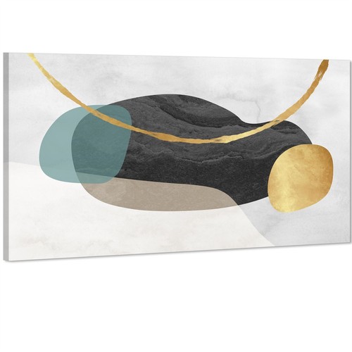 Abstract teal gold stones - abstract,