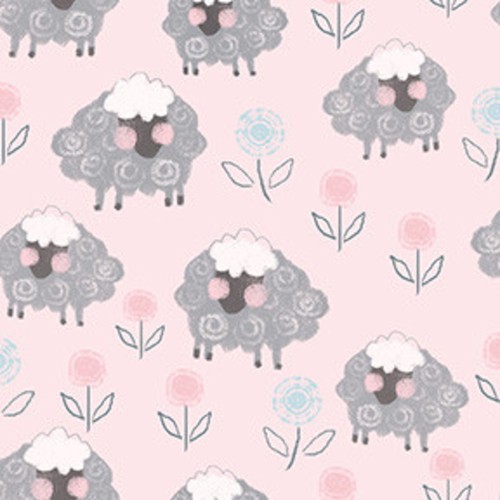 Sheep pink flannel - sheep,