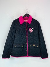 Paul’s Boutique Black Quilted Jacket Pink Trim Style Snap Button Closure M