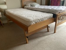 Oak single and guest truckle bed