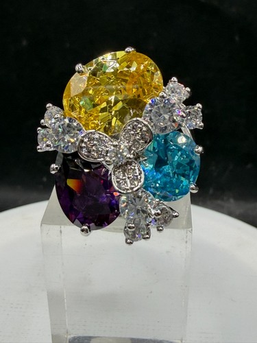 Citrine cocktail ring blue - citrine,