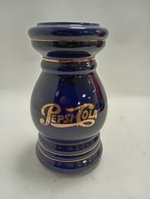 Vintage Pepsi-Cola Ceramic Spittoon Navy Blue Gold Trim Collectible 12.4x7.5in