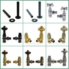 Traditional Thermostatic Manual Angled Radiator Valves Pipes and Collars Brass
