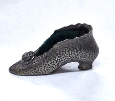 Antique Pin Cushion. Pewter Shoe