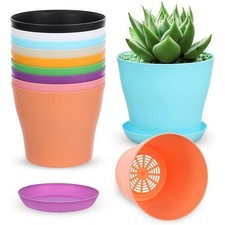 Indoor Plant Pots with Saucers and Drainage Holes 8 colours and 5 sizes Deco