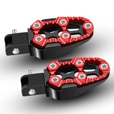 Universal Motorcycle Motorbike Footpegs Foot Pegs Black Red Angle Adjustable