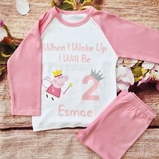 Girls Birthday Pyjamas Peppa Pig Pink Personalised 2-3 3-4 4-5
