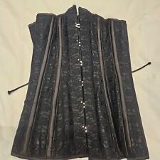 Boulevard ladies black corset, Steel Boned Corset   Satin Lace Tight Burlesque