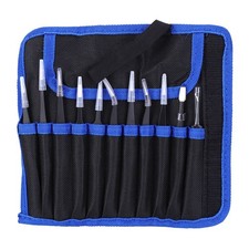 11x Tweezers Canvas Bag Set