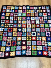 Afghan Vintage Retro Hand Crochet Granny square  Blanket