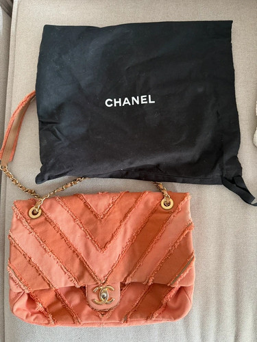 Chanel pink stitch distressed