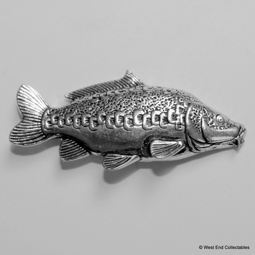 Mirror carp pewter pin brooch - pewter,