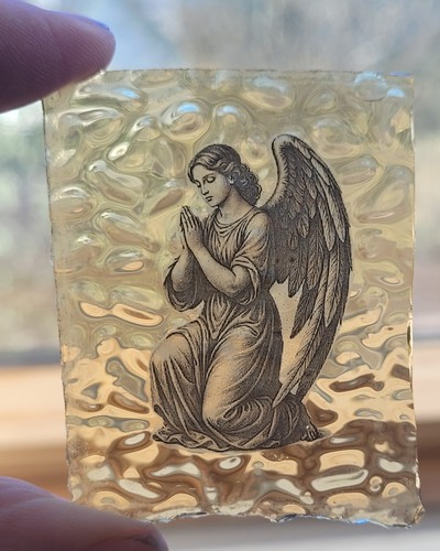Stained glass praying angel - stained,