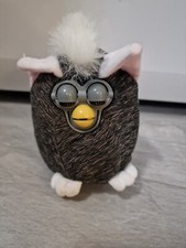 McDonalds Grey Furby Grey Pattern & White - Plush Soft Toy Figure 2000 Preloved