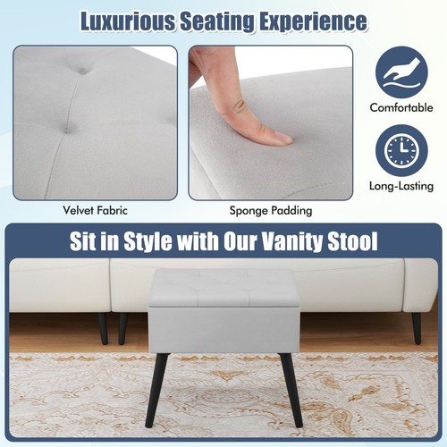 Velvet storage ottoman flip - ottoman,