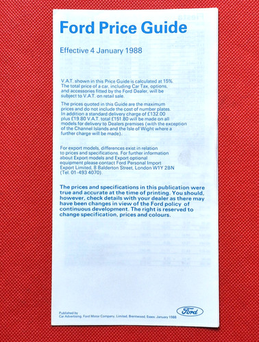 1988 ford price list - 1988,