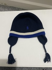 Ralph Lauren Baby Boy Navy Hat With Matching Mitts, Size 9-24 Months