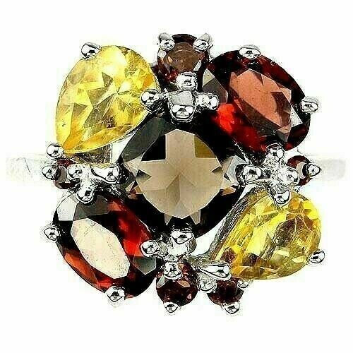 Sterling ring smokey quartz - ring,