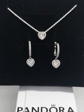 Set Earrings And Necklace  Silver925 Infinity Heart Sparkling Gift Box Available