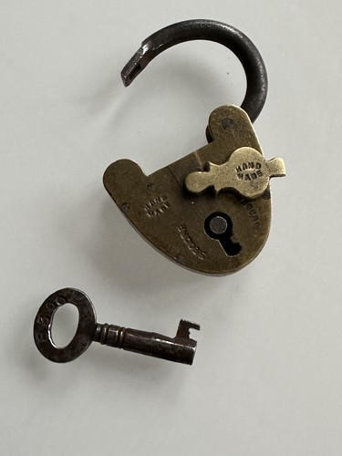 Antique brass padlock with