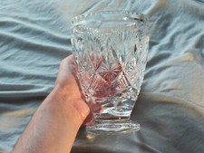 Large 1940s Vintage Webb Corbett Crystal Vase Heavy Cut Glass Flower Vase 17cm