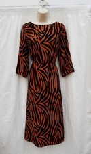 TEA,DAY DRESS,ANIMAL PRINT,TAN & BLACK,60'S,70'S,80'S,90S VINTAGE STYLE,SIZE 10